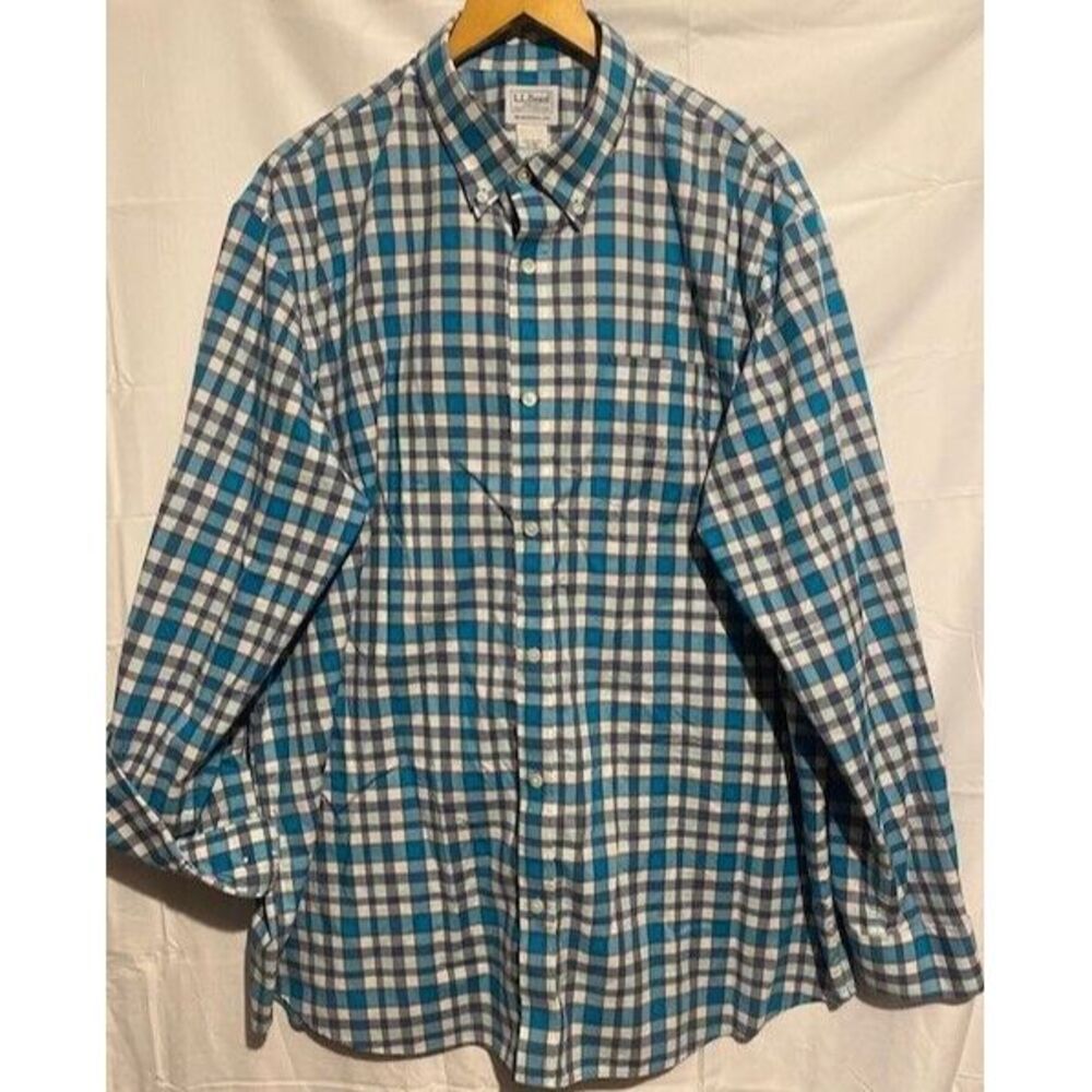 L.L. BEAN Men's‎ X- LARGE LONG Sleeve Button UP Shirt 33X27 PLAID TALL